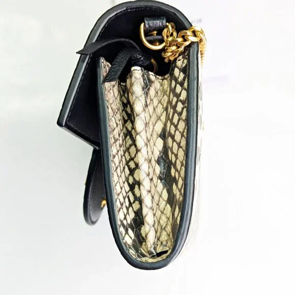Balmain B-Buzz Snakeskin-Embossed Leather Gold Chain Clutch Wallet (MSRP $1,095) - Picture 7 of 16